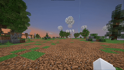 Minecraft gameplay showing a forest clearing and open world